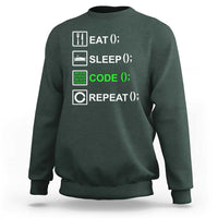 Funny Coder Sweatshirt Eat Sleep Code Repeat