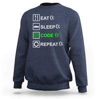 Funny Coder Sweatshirt Eat Sleep Code Repeat