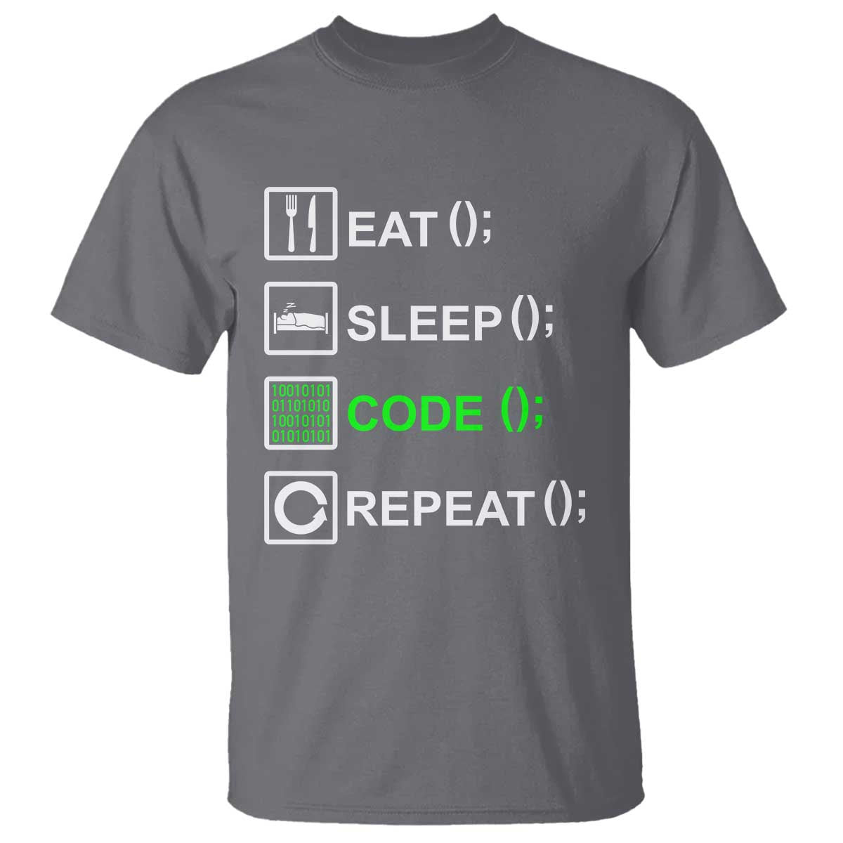Funny Coder T Shirt Eat Sleep Code Repeat