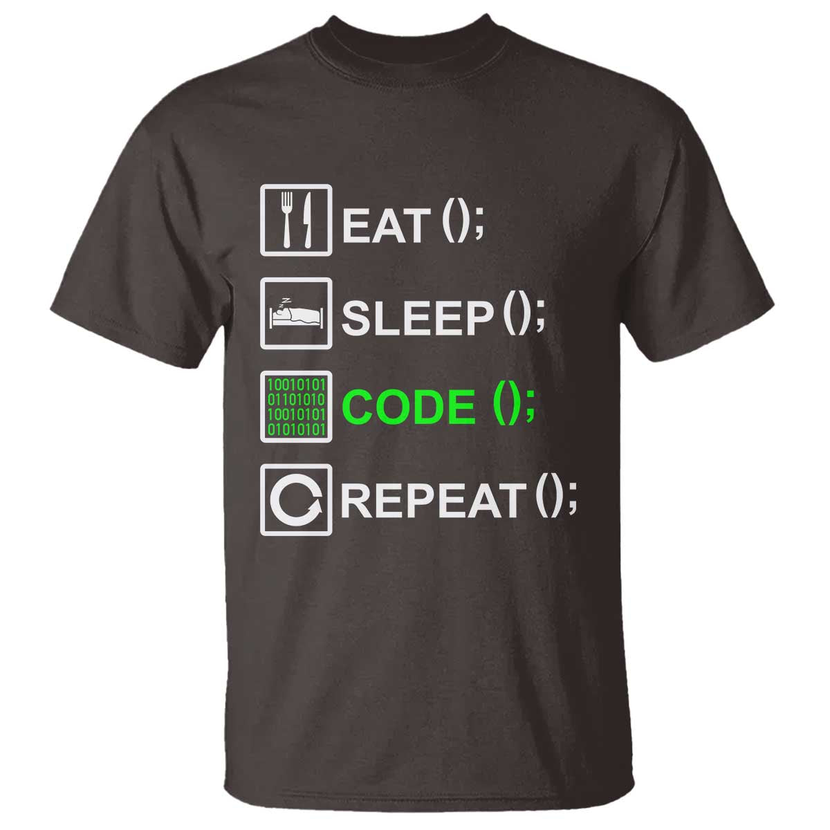 Funny Coder T Shirt Eat Sleep Code Repeat
