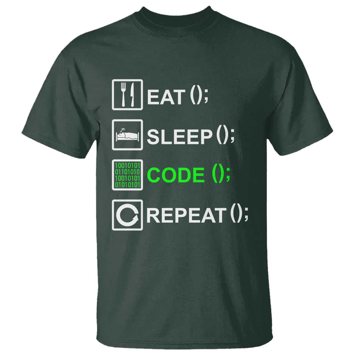 Funny Coder T Shirt Eat Sleep Code Repeat