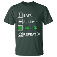 Funny Coder T Shirt Eat Sleep Code Repeat