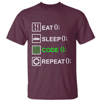 Funny Coder T Shirt Eat Sleep Code Repeat