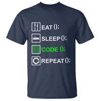 Funny Coder T Shirt Eat Sleep Code Repeat