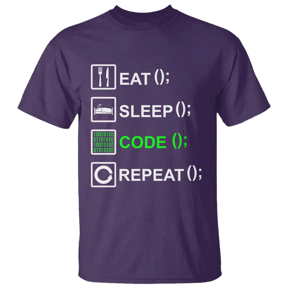 Funny Coder T Shirt Eat Sleep Code Repeat