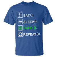 Funny Coder T Shirt Eat Sleep Code Repeat