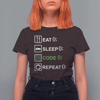Funny Coder T Shirt For Women Eat Sleep Code Repeat