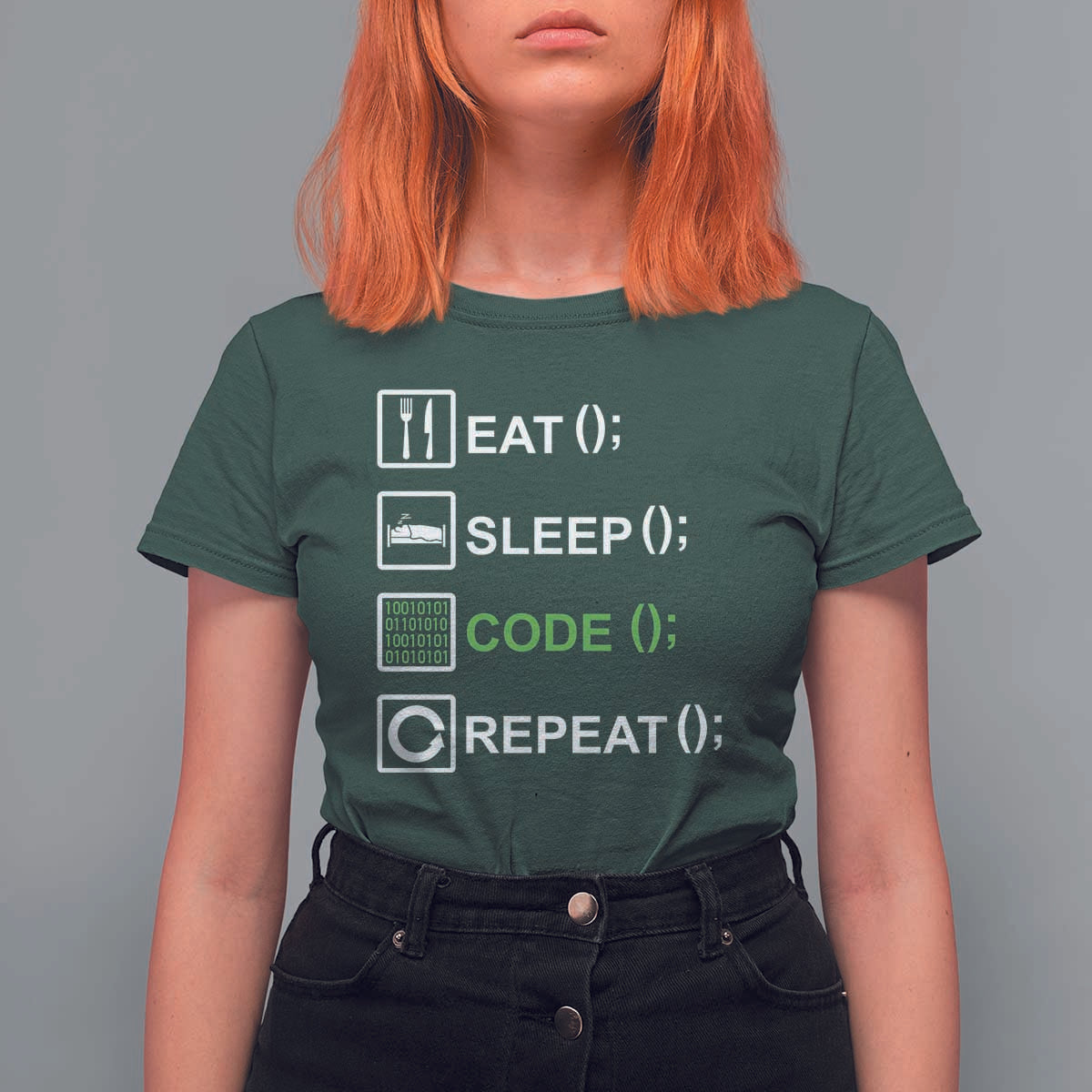 Funny Coder T Shirt For Women Eat Sleep Code Repeat