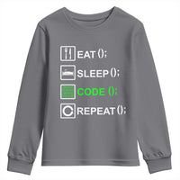 Funny Coder Youth Sweatshirt Eat Sleep Code Repeat