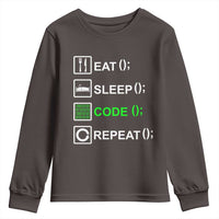 Funny Coder Youth Sweatshirt Eat Sleep Code Repeat