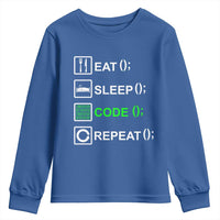 Funny Coder Youth Sweatshirt Eat Sleep Code Repeat