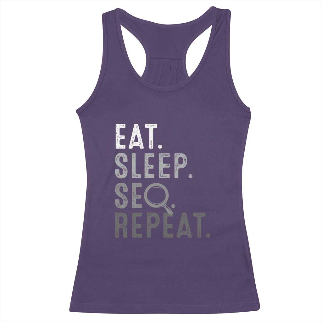 Funny Marketer Racerback Tank Top Eat Sleep SEO Repeat