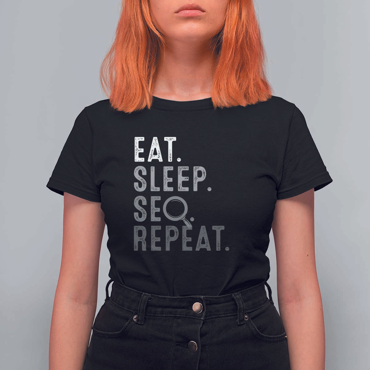 Funny Marketer T Shirt For Women Eat Sleep SEO Repeat