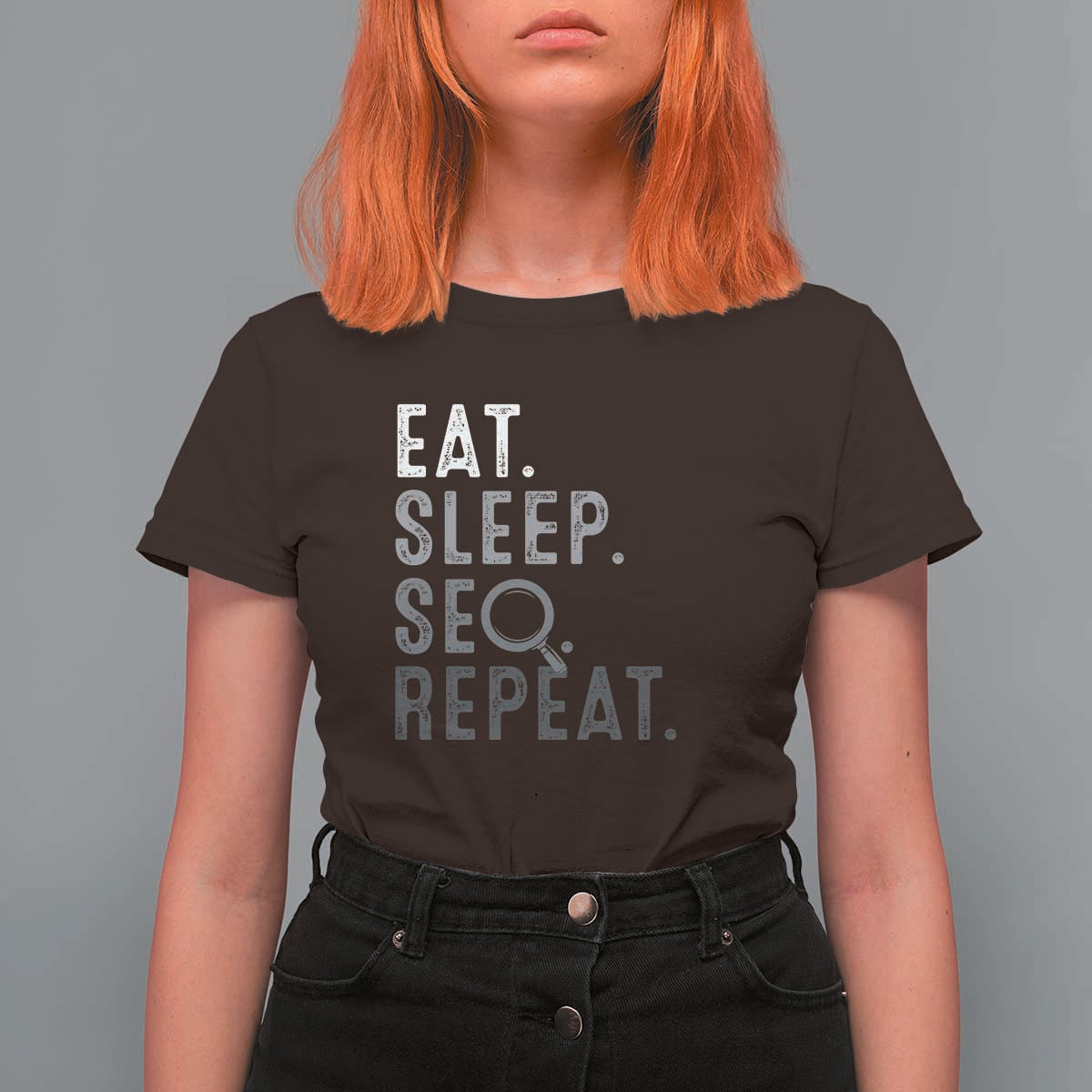 Funny Marketer T Shirt For Women Eat Sleep SEO Repeat