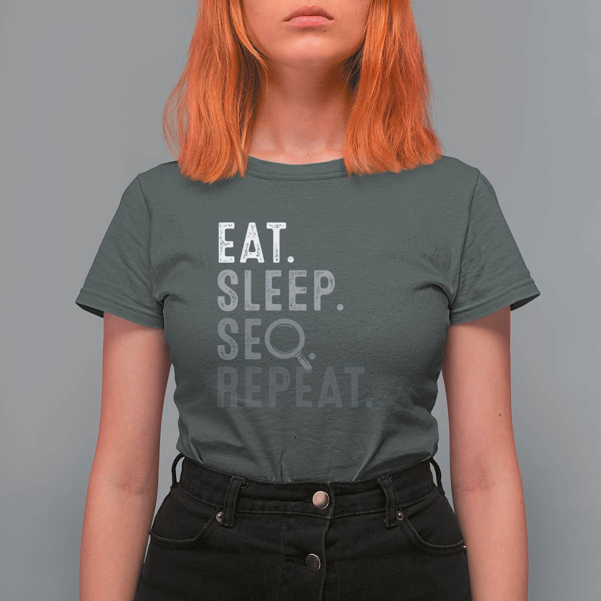 Funny Marketer T Shirt For Women Eat Sleep SEO Repeat