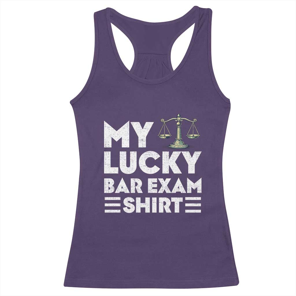 Lawyer Law School My Lucky Bar Exam Racerback Tank Top