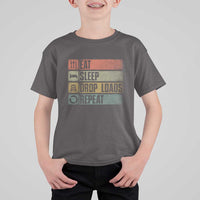 Truck Driver T Shirt For Kid Eat Sleep Drop Load Repeat