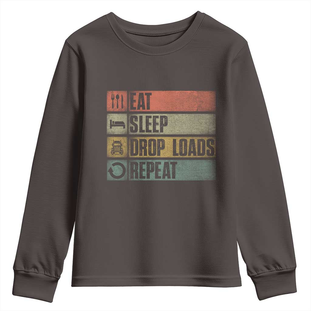 Truck Driver Youth Sweatshirt Eat Sleep Drop Load Repeat