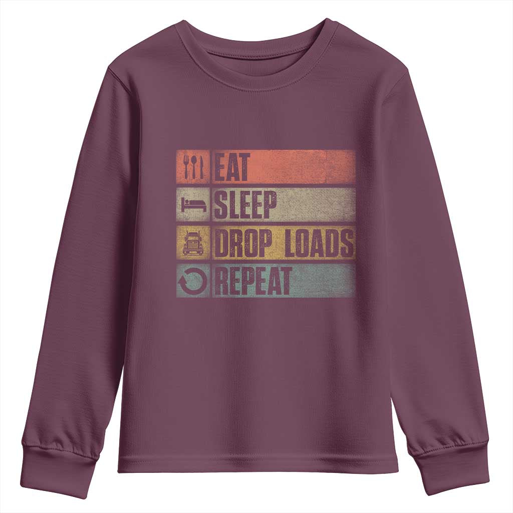 Truck Driver Youth Sweatshirt Eat Sleep Drop Load Repeat