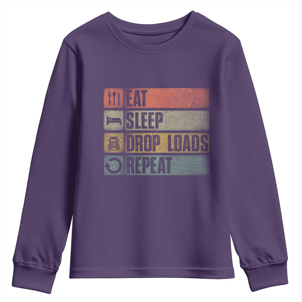 Truck Driver Youth Sweatshirt Eat Sleep Drop Load Repeat