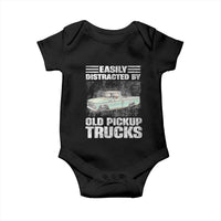 Truck Driver Baby Onesie Easily Distracted By Old Pickup Trucks