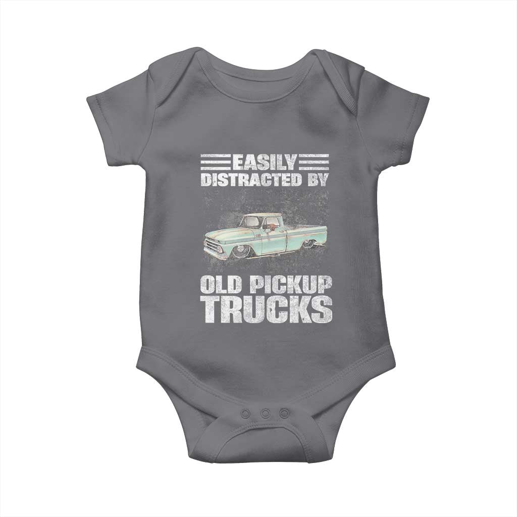 Truck Driver Baby Onesie Easily Distracted By Old Pickup Trucks