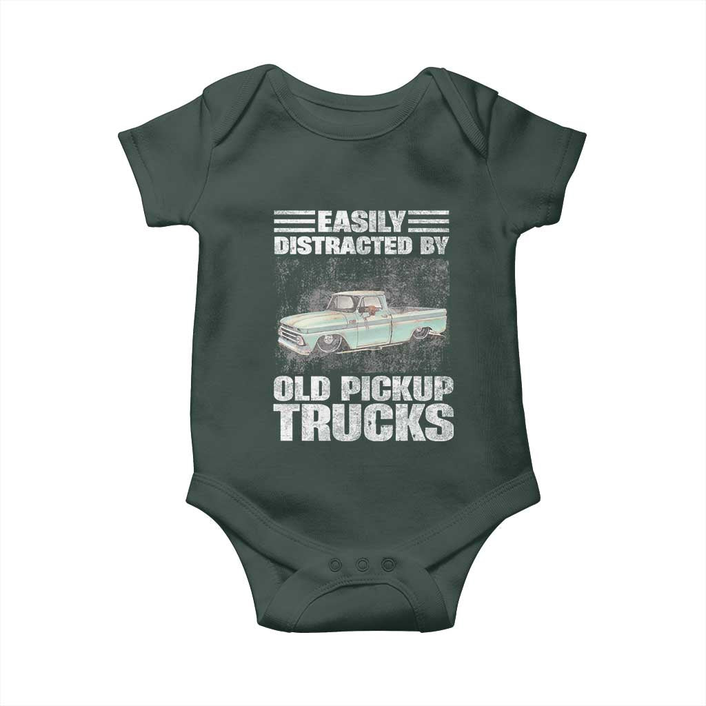 Truck Driver Baby Onesie Easily Distracted By Old Pickup Trucks