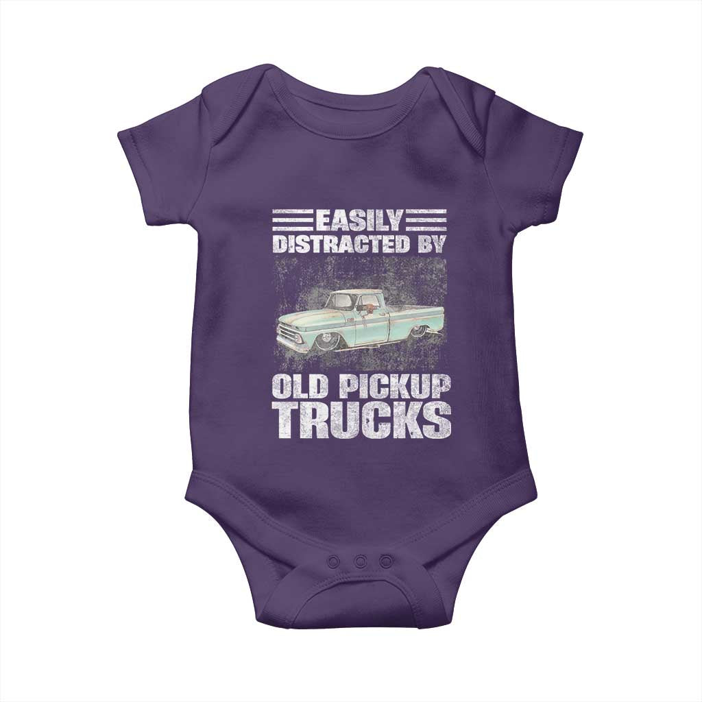 Truck Driver Baby Onesie Easily Distracted By Old Pickup Trucks