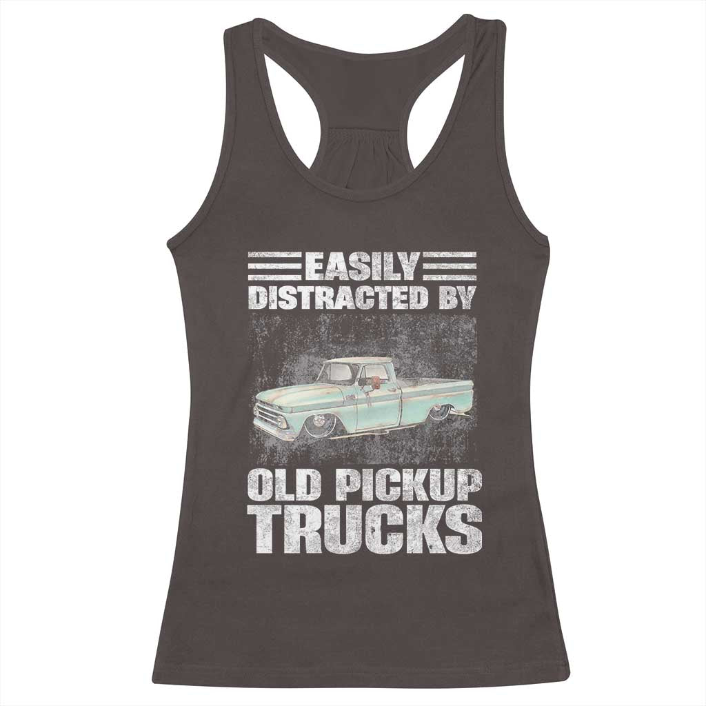 Truck Driver Racerback Tank Top Easily Distracted By Old Pickup Trucks