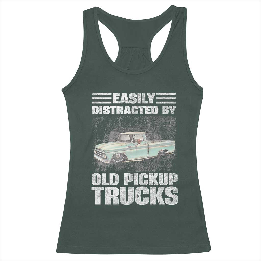 Truck Driver Racerback Tank Top Easily Distracted By Old Pickup Trucks