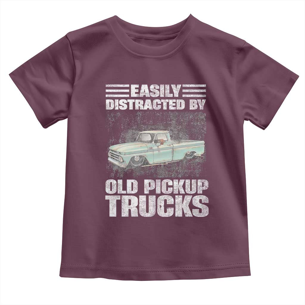 Truck Driver Toddler T Shirt Easily Distracted By Old Pickup Trucks