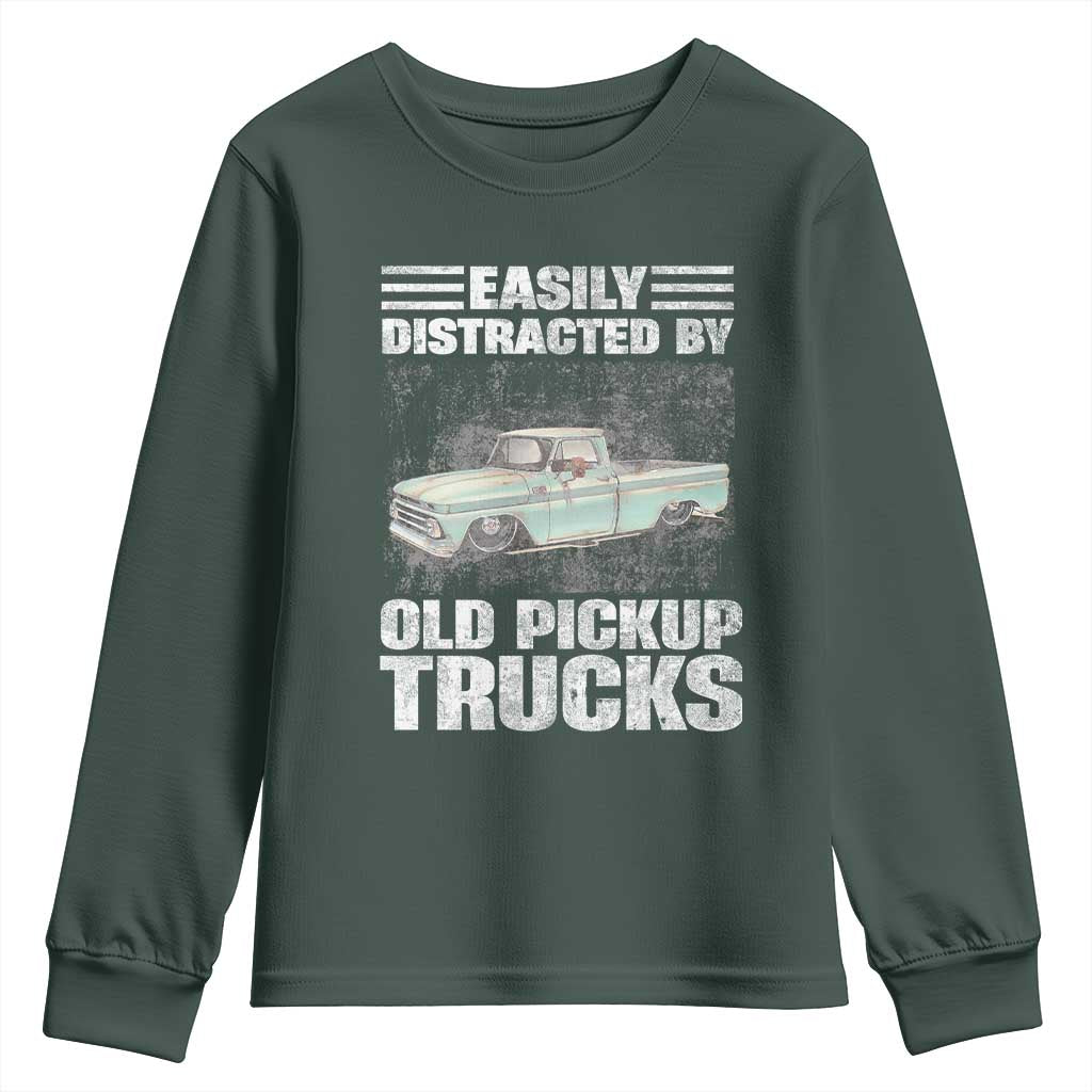 Truck Driver Youth Sweatshirt Easily Distracted By Old Pickup Trucks
