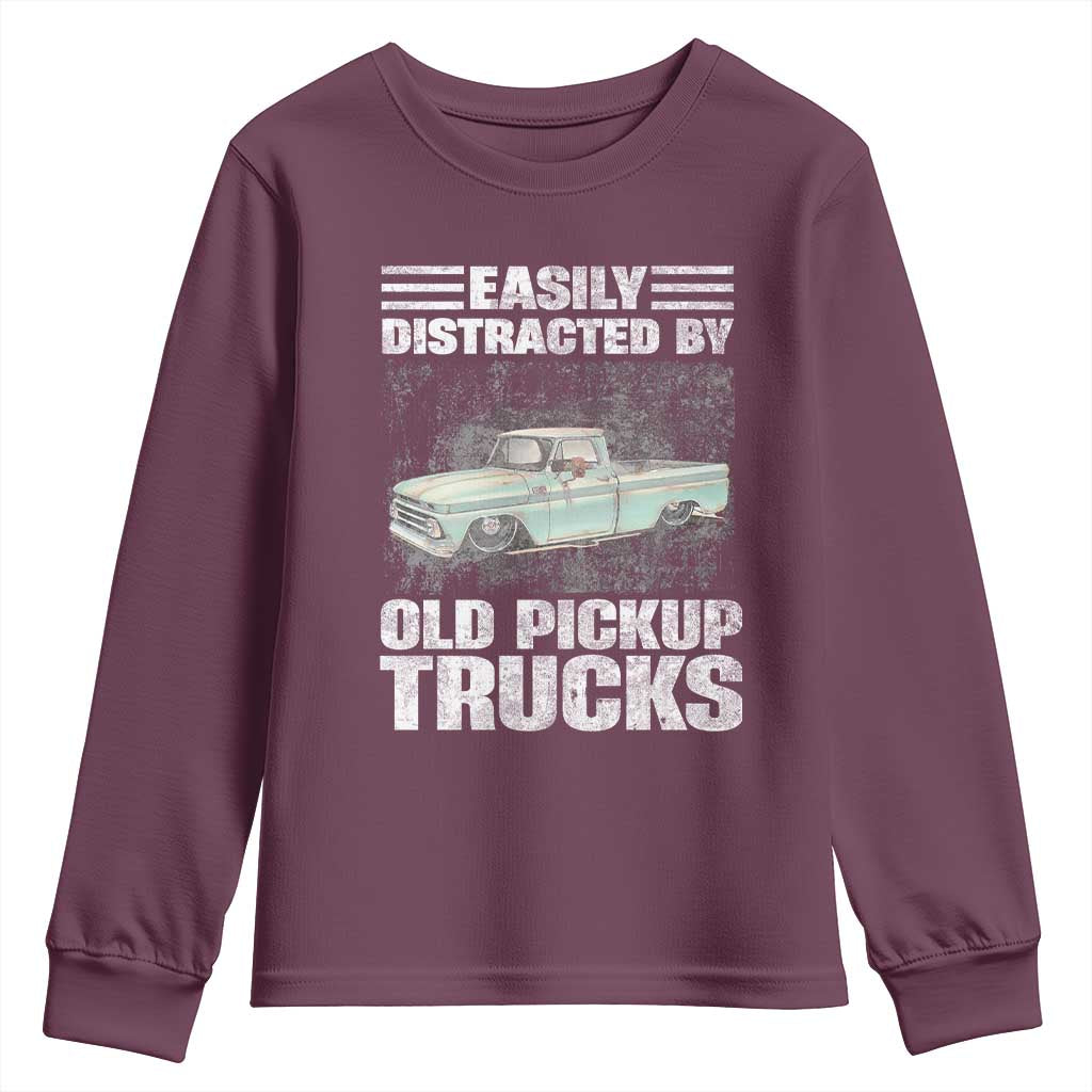 Truck Driver Youth Sweatshirt Easily Distracted By Old Pickup Trucks
