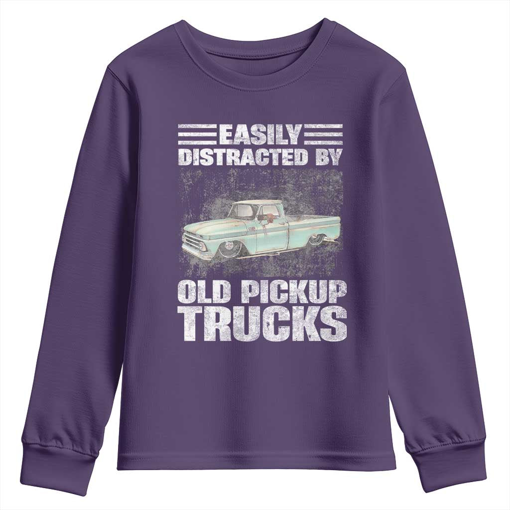 Truck Driver Youth Sweatshirt Easily Distracted By Old Pickup Trucks