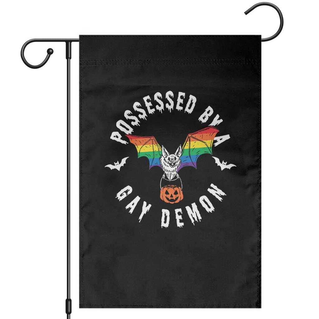 Funny Halloween LGBT Garden Flag Possessed By Gay Demon Rainbow Bat - Wonder Print Shop