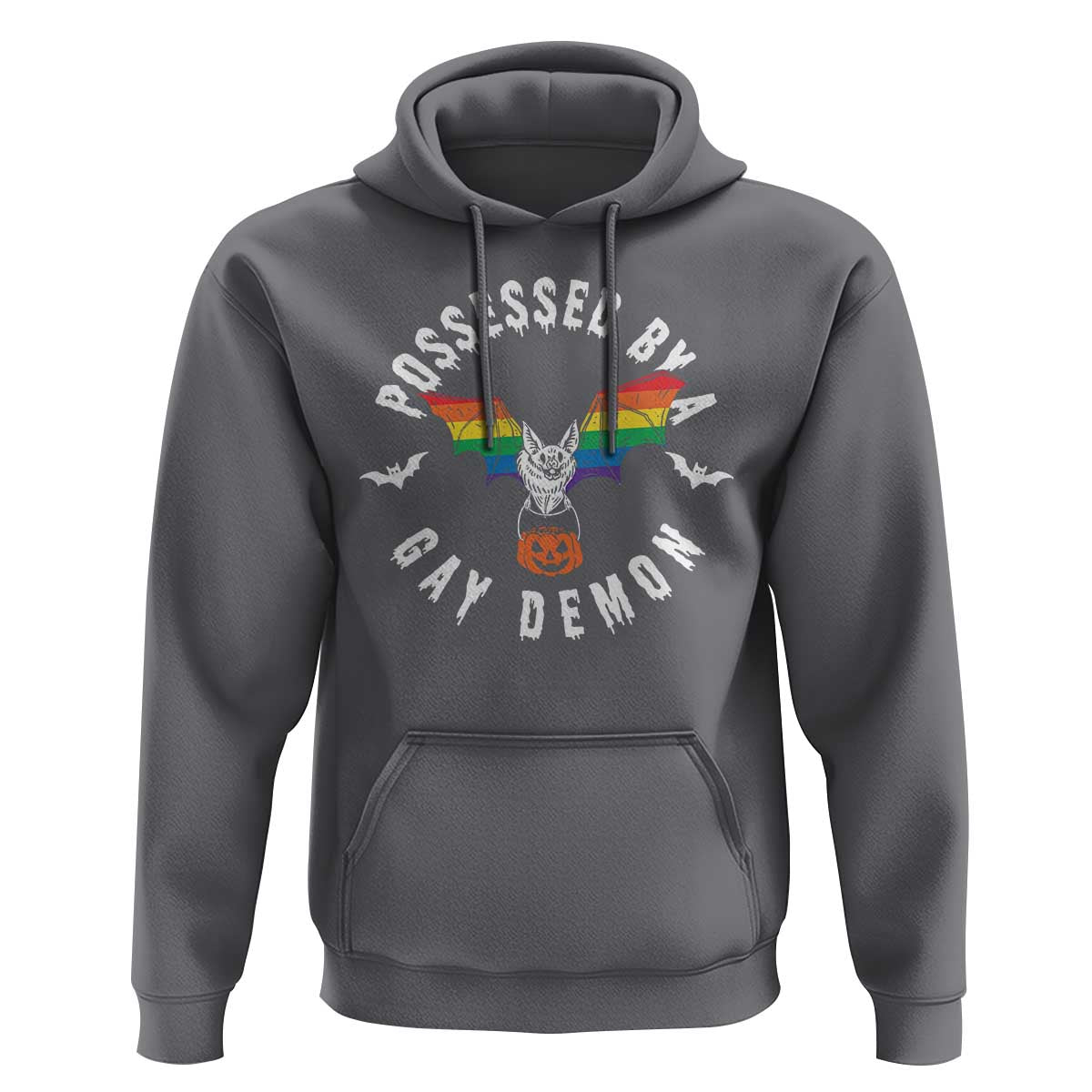 Funny Halloween LGBT Hoodie Possessed By Gay Demon Rainbow Bat