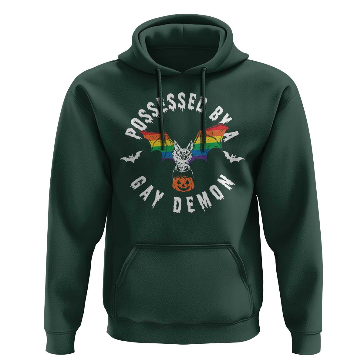 Funny Halloween LGBT Hoodie Possessed By Gay Demon Rainbow Bat
