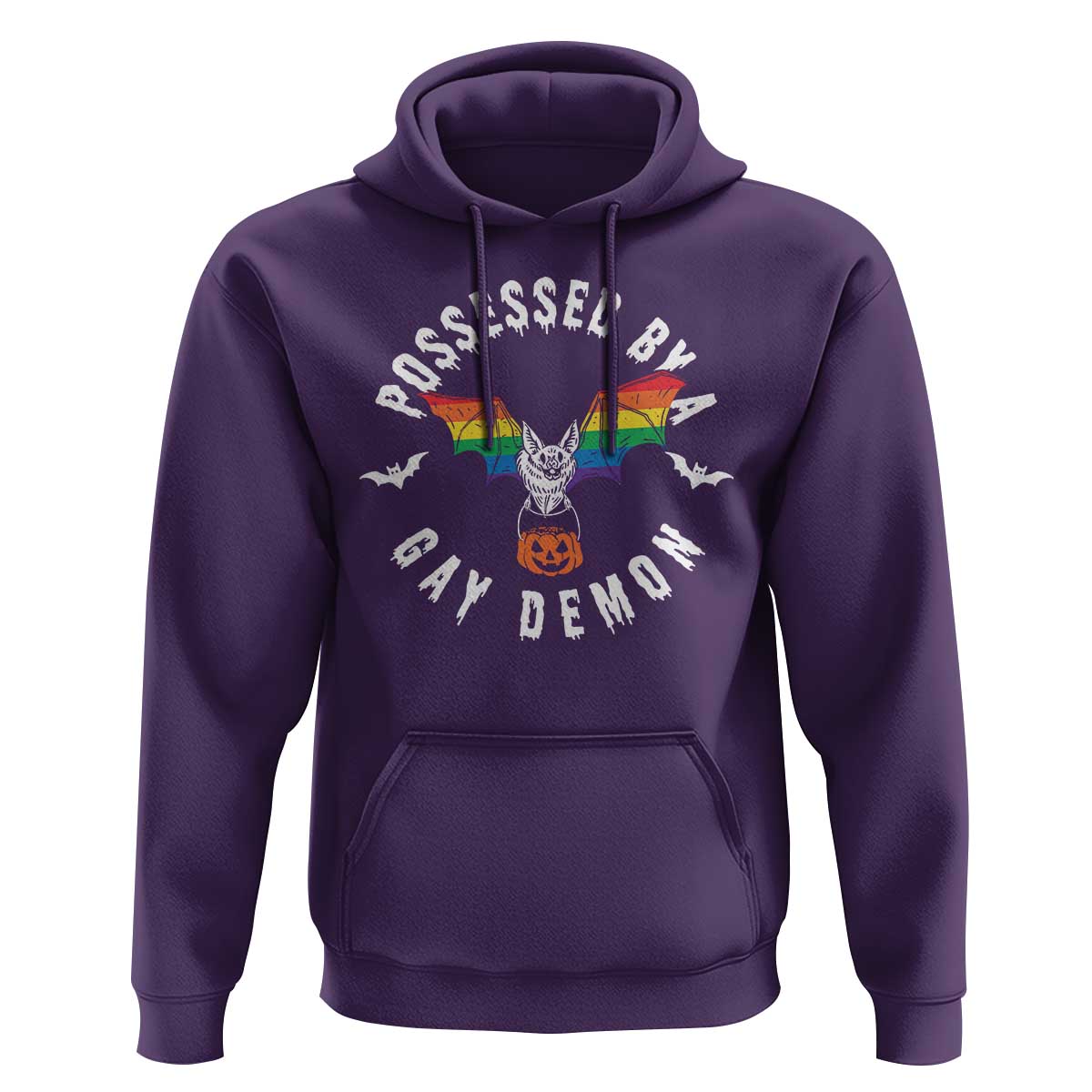 Funny Halloween LGBT Hoodie Possessed By Gay Demon Rainbow Bat