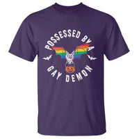 Funny Halloween LGBT T Shirt Possessed By Gay Demon Rainbow Bat - Wonder Print Shop