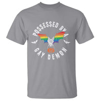 Funny Halloween LGBT T Shirt Possessed By Gay Demon Rainbow Bat - Wonder Print Shop