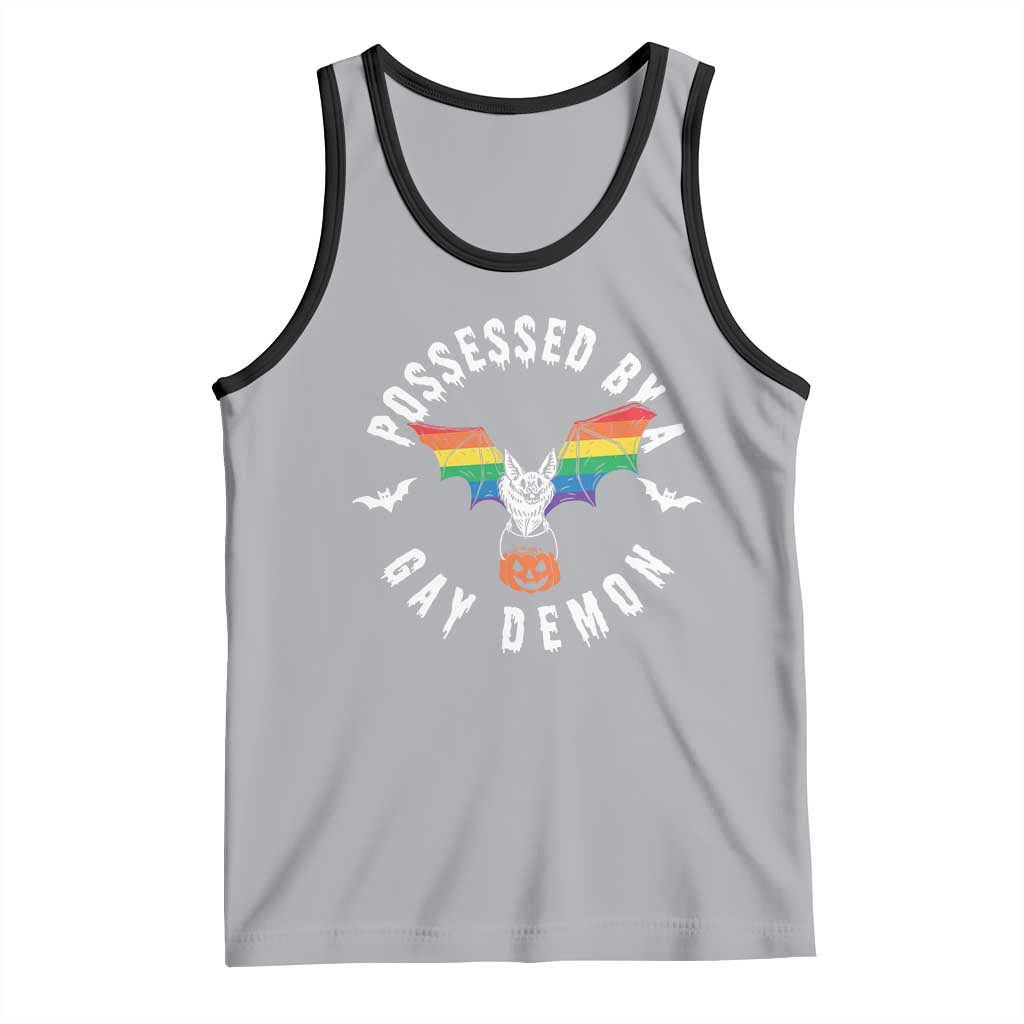 Funny Halloween LGBT Tank Top Possessed By Gay Demon Rainbow Bat