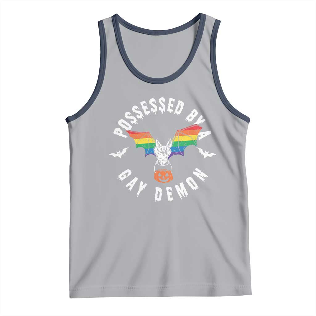 Funny Halloween LGBT Tank Top Possessed By Gay Demon Rainbow Bat
