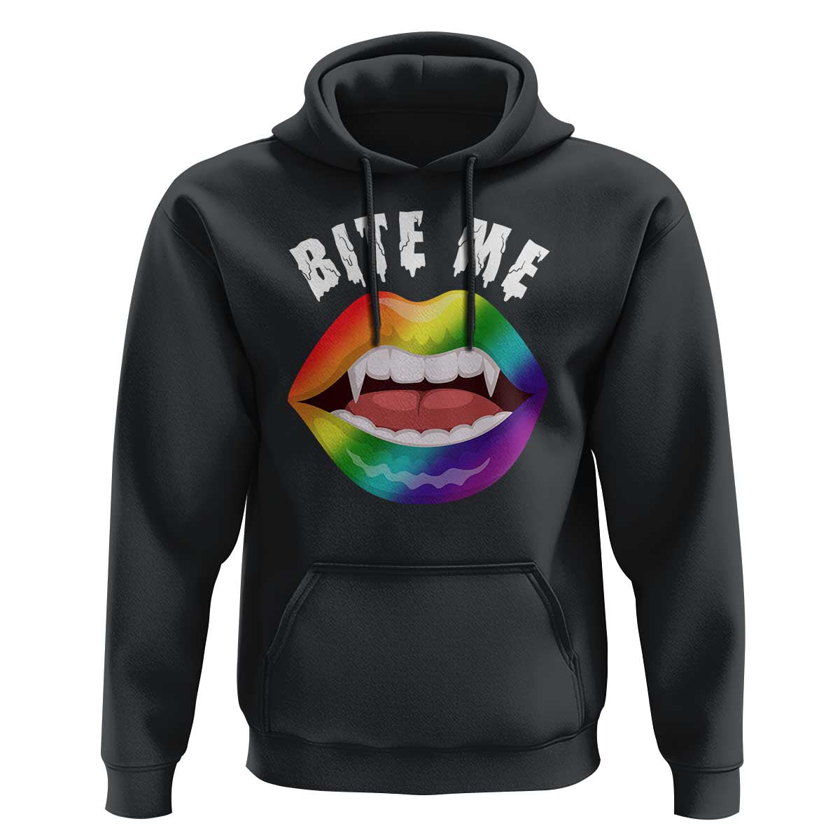 Vampire Gay Hoodie Bite Me Funny Halloween Spooky LGBT