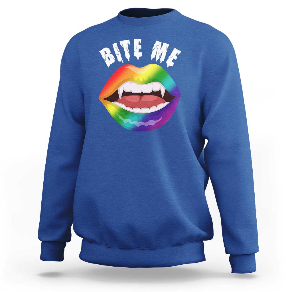 Vampire Gay Sweatshirt Bite Me Funny Halloween Spooky LGBT - Wonder Print Shop