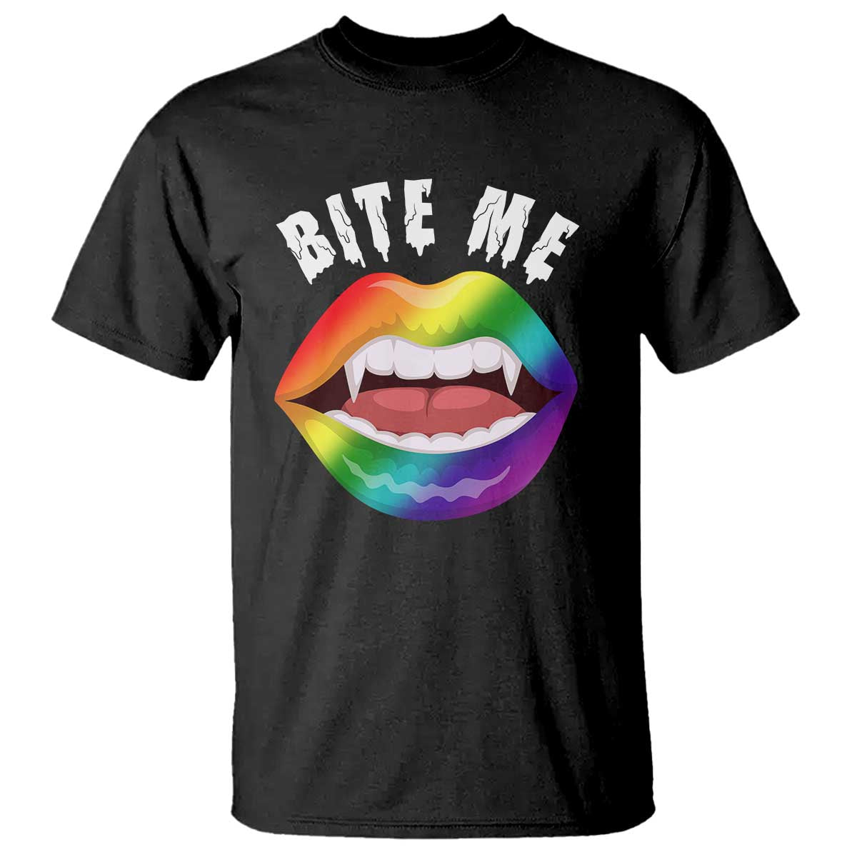 Vampire Gay T Shirt Bite Me Funny Halloween Spooky LGBT - Wonder Print Shop