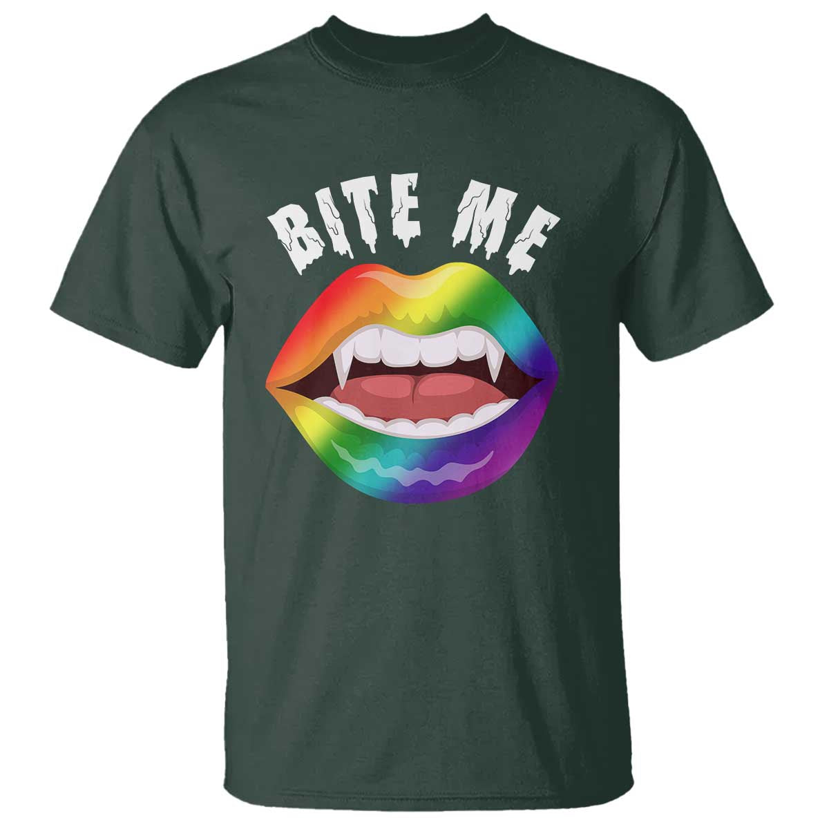 Vampire Gay T Shirt Bite Me Funny Halloween Spooky LGBT - Wonder Print Shop