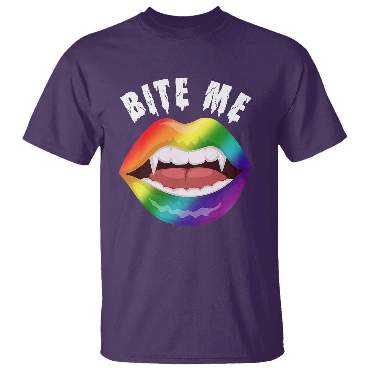 Vampire Gay T Shirt Bite Me Funny Halloween Spooky LGBT - Wonder Print Shop