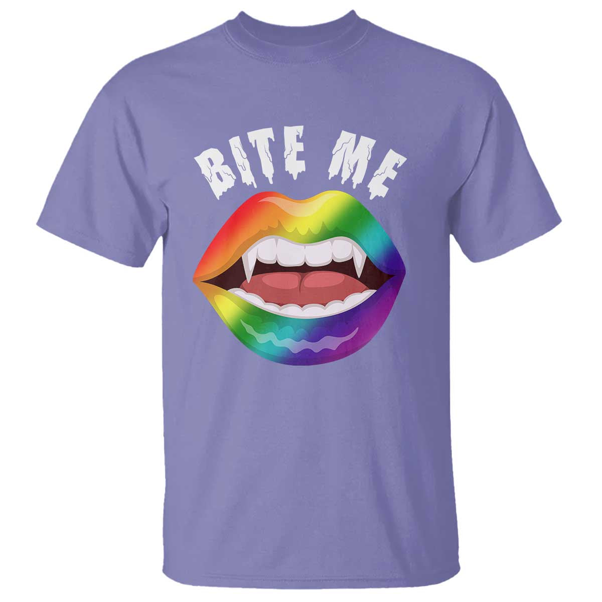 Vampire Gay T Shirt Bite Me Funny Halloween Spooky LGBT - Wonder Print Shop