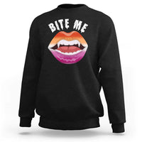 Vampire Lesbian Sweatshirt Bite Me Funny Halloween Spooky LGBT - Wonder Print Shop