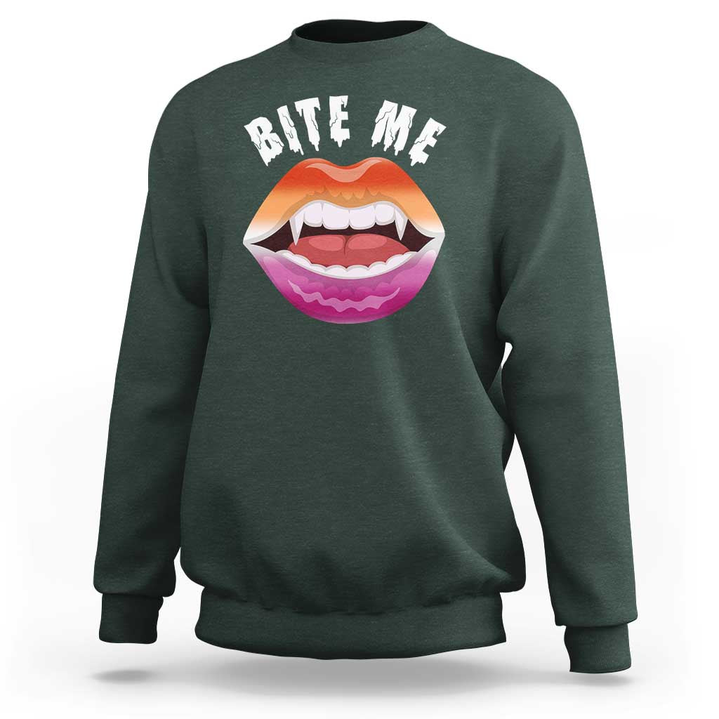 Vampire Lesbian Sweatshirt Bite Me Funny Halloween Spooky LGBT - Wonder Print Shop